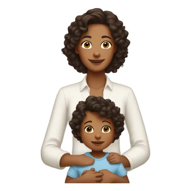 mom with tan skin, shoulder length dark brown curly hair and 2 babies one boy and one girl sticker