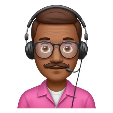 headphone and spectacles, mustached pink man sticker