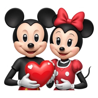 Mickey Mouse and Minnie Mouse with a heart  sticker