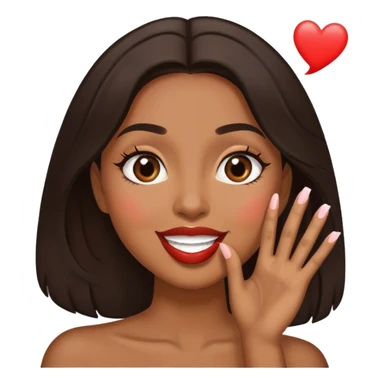 Emoji de uma moça morena com a pela parda cabeleira mandando beijo sticker