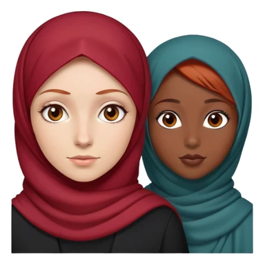 White girl with red hair and brown eyes next to a black girl wearing a hijab  sticker