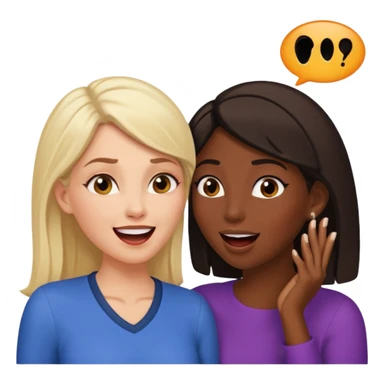 Devious white woman whispers gossip in shocked black woman's ear. sticker