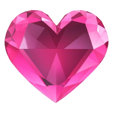 3D emoji style pink heart with crystal facets like a gemstone sticker