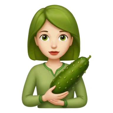 Naked woman holding pickle to chest sticker
