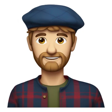 Scottish man wearing a tartan berry hat sticker