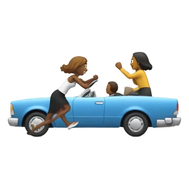 Woman in a car chasing a man outside running sticker