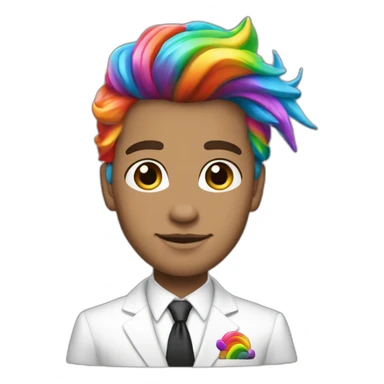 Posh-boy-with-white-suit-and-rainbow-unicorn-hair sticker