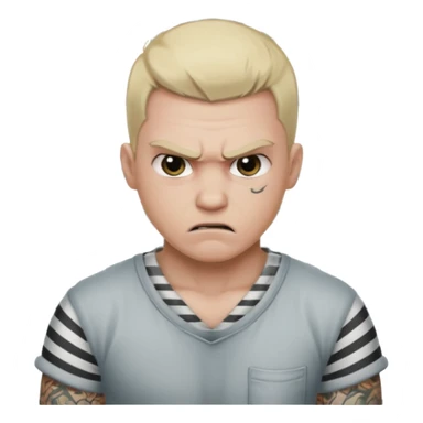 angry tattooed blonde male prisoner with prison cell bg sticker