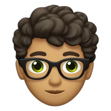 Chico adolescente flaco, alto, pelo castaño, ojos verdes, de piel balida, gafas negras sticker