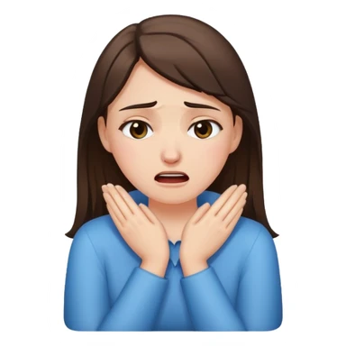 Brunette white girl holding her hands around her neck crying sticker