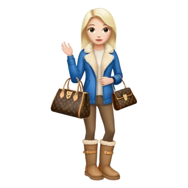 Woman standing with a luxury LV handbag wearing UGG boots.  sticker
