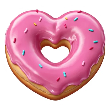 Realistic isolated heart shaped donut with pink frosting. sticker