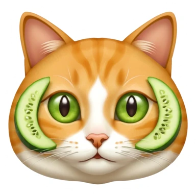 cat with cucumber slices on its eyes, spa skincare sticker