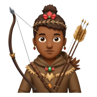 The classic hunter image with a bow and arrow on his back, dressed in brown with some animal made decorations sticker