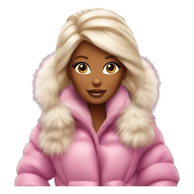 barbie wearing uggs with starbucks in her hand with a huge furry coat and fuzzy ear muffs sticker