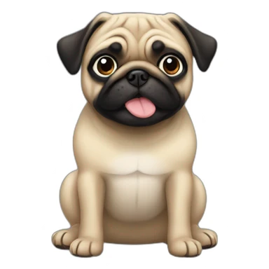 pug wearing a black t-shirt sticker