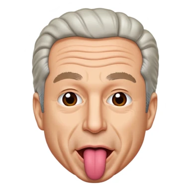 Jeffrey Epstein with tongue out, Twemoji style sticker