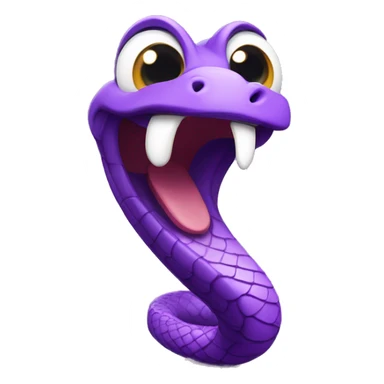 A purple snake laughing joyfully, showing its humor. sticker