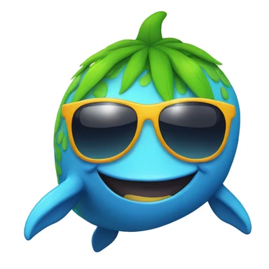 Ballena with a wig and sun glasses sticker
