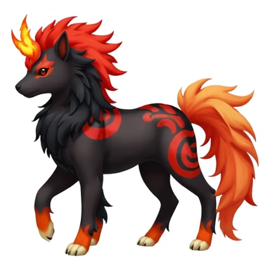 Shiny Exotic Gothic Rapidash-Houndoom-Arcanine-Pokémon-Fakémon-hybrid-creature sticker