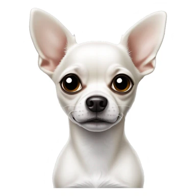 Chihuahua dog with a predominantly white face. With pointed ears. With distinctive black and white markings: a black patch over the eye and left ear, while the rest of the face is white. The body appears to be white with black spots. sticker
