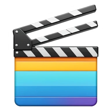 ultra simplified movie clapper in vibrant colors, two rectangles and a line, geometric minimalism sticker