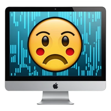 make a computer screen with a error emoji no face like a glitch sticker