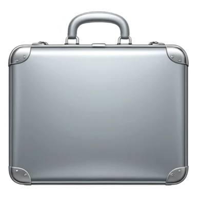 A luxury briefcase emoji made of polished silver chrome, smooth rectangular shape, metallic reflections, minimal high-end design, swag business aesthetic, iOS emoji style, centered, clean white background
 sticker