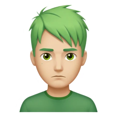 Man with Green Ponytail – green tied hair, calm serious face. sticker