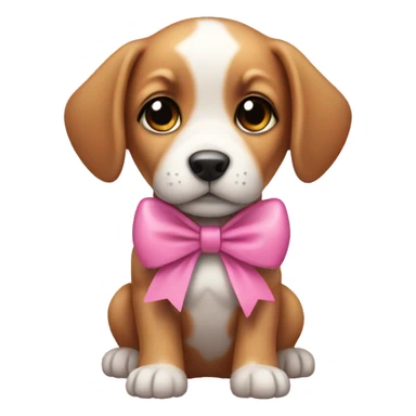 puppy wearing pink bow sticker