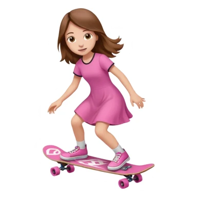Dinosaur on a skateboard pink dress for girls in  sticker