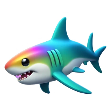 Kawaii neon hammerhead shark with rainbow horn  sticker
