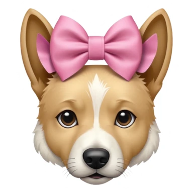 A pink ribbon bow on a white malinois head sticker