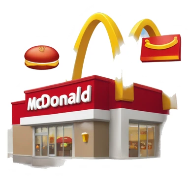 “McDonald’s store with the iconic golden arches, a red and yellow color scheme, and a simple, recognizable design that captures the essence of a fast food restaurant.” sticker