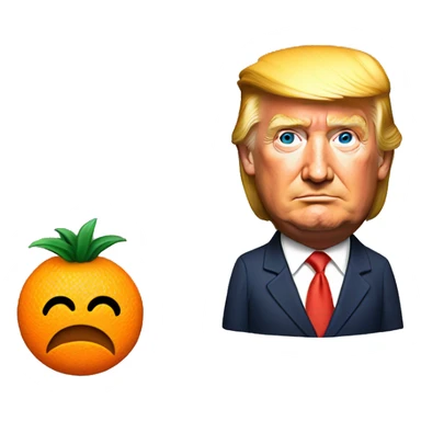Donald trump next to and orange sticker