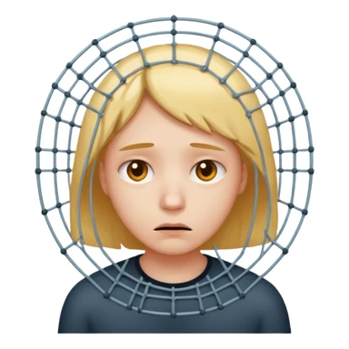 person trapped in algorism web with sad face sticker