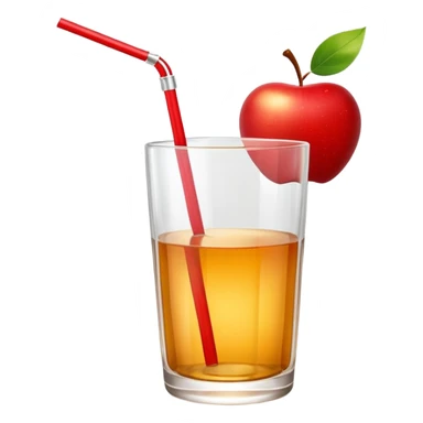 Apple juice in large glass with starw and apple at the side  sticker