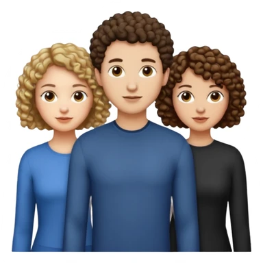 Throuple with two women with curly short hair, man with short brown hair, one woman taller than the others sticker