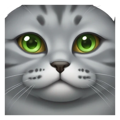 Fat grey cat with green eyes ask for food sticker