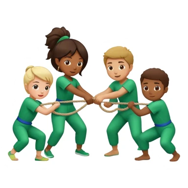 People in green jumpsuits playing tug-of-war sticker