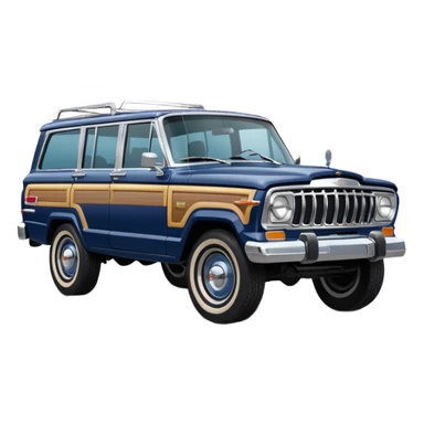vintage navy blue jeep wagoneer suv (the hood turned to the right) sticker