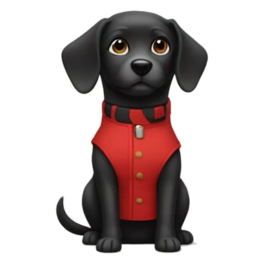small black dog wearing red vest  sticker