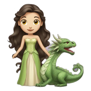 Brunette princess with dragon sticker