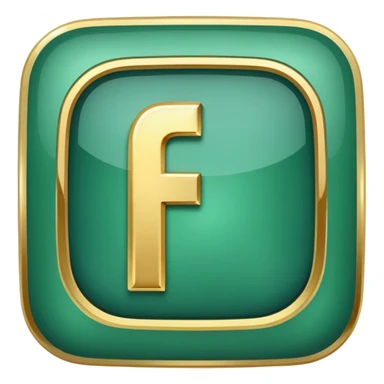 Jade and gold style rounded square Facebook icon button sticker