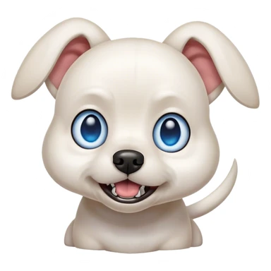 Snarling Blue eyed small white dog floppy ears  sticker