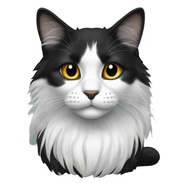 black and white cat long haired sticker