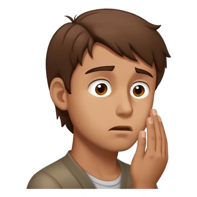 a man with brown hair staying in profile with anxiety and begging face sticker