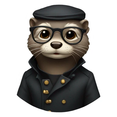Otter wearing long black trenchcoat and neo glasses sticker