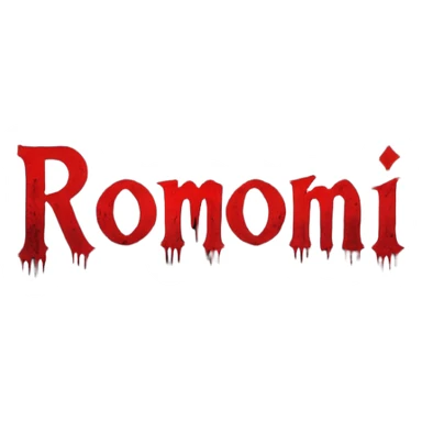 Dark horror cinematic wallpaper foggy grey and charcoal background with subtle pale light from top-left,  cinematic grain and vignette, scattered floating dust particles , centered bold text "ROJONI" in distressed horror font with faint red smear and inner shadow, moody  sticker