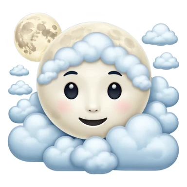 moon with clouds, ultra realistic style, icon sticker